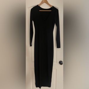 Black Bodycon dress, long sleeve, V-neck size medium
